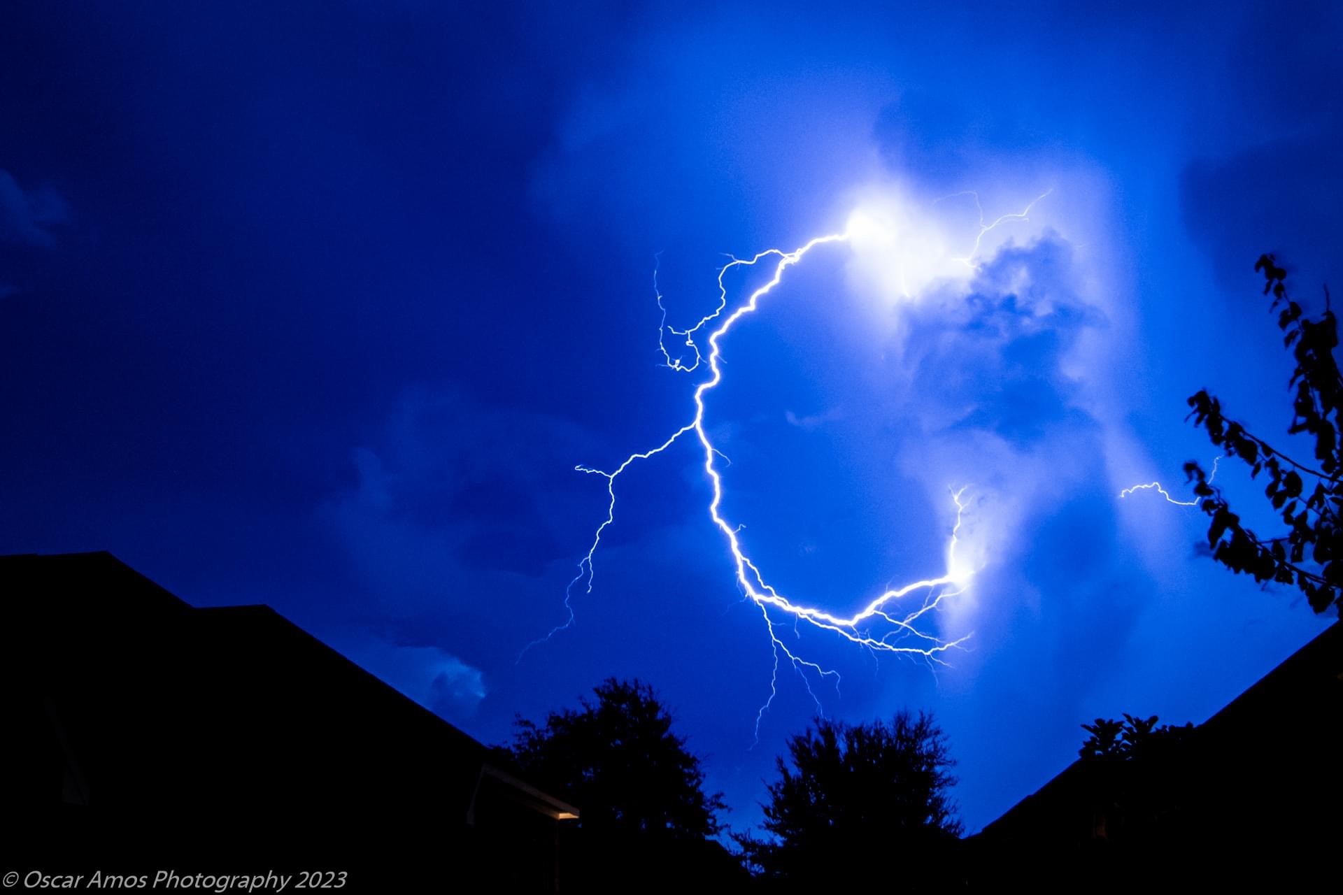 Lightning in Leander on Sept. 24, 2023. (Courtesy Oscar Amos)