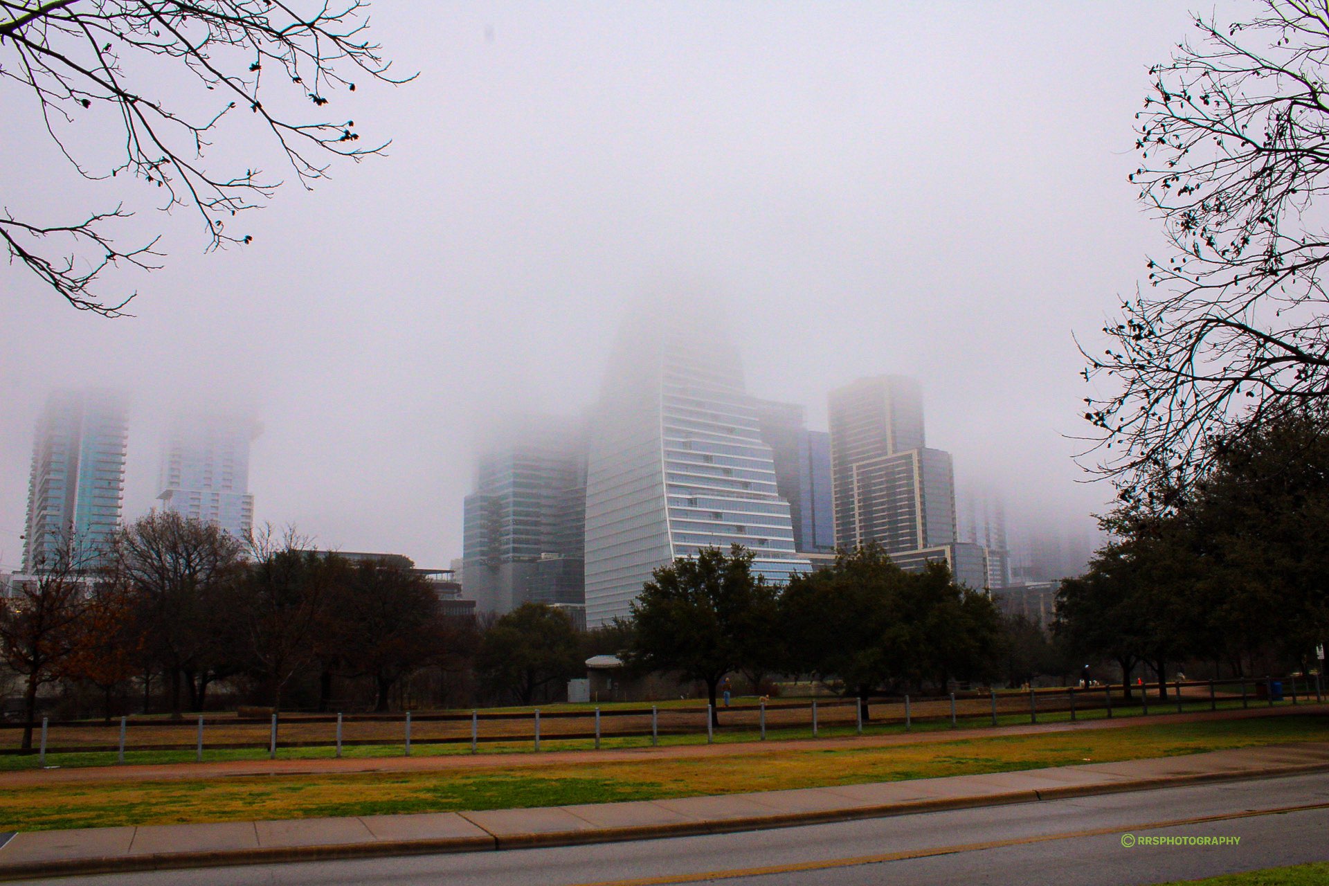 Downtown Austin covered in fog on Jan. 23, 2024. (Courtesy Robert Stephenson)