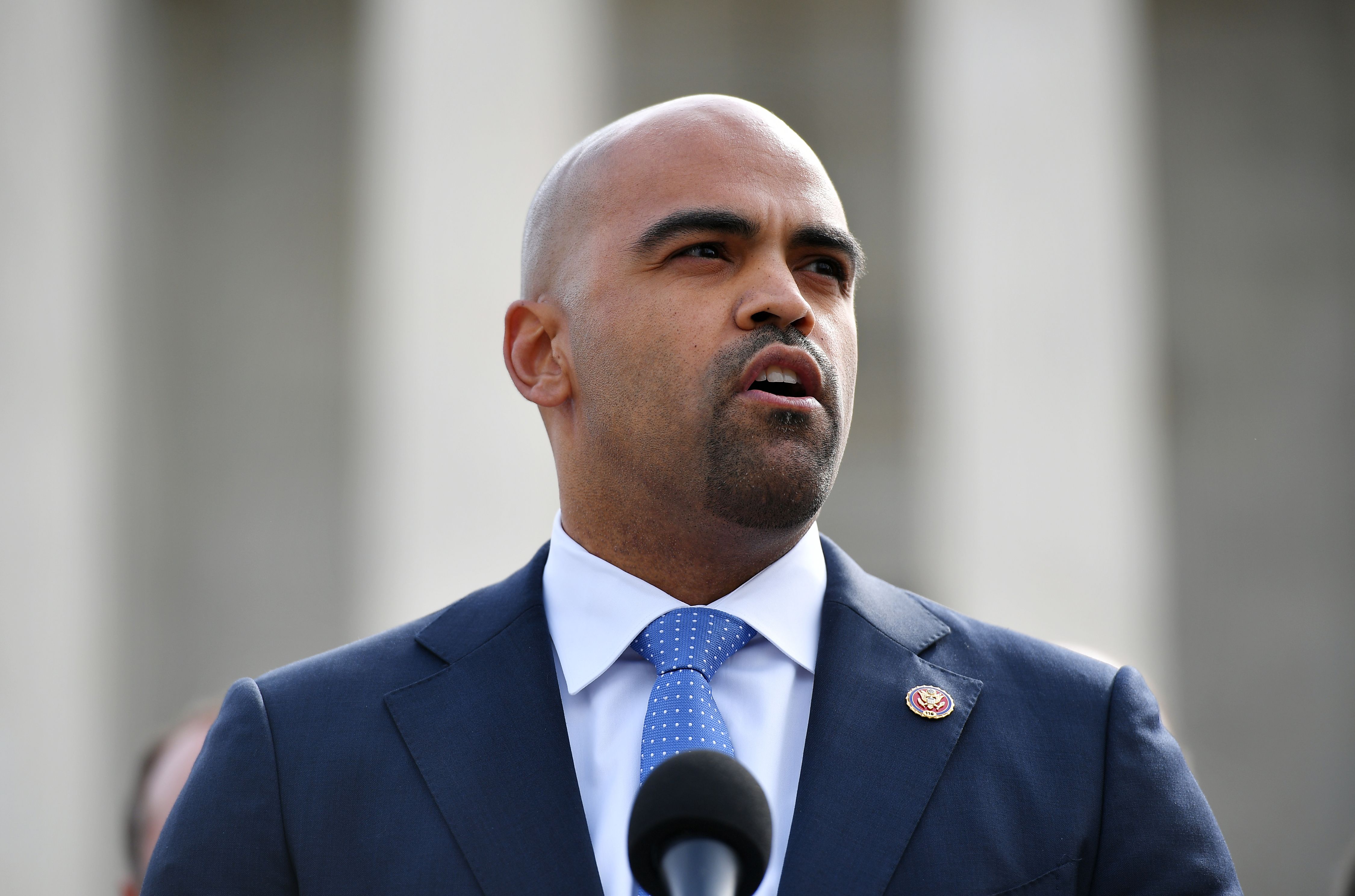 Representative Colin Allred, D-TX, speaks in front of the US Supreme Court during an event to call for the protection of affordable healthcare for those with preexisting conditions in Washington, DC on April 2, 2019. (Photo by MANDEL NGAN / AFP) (Photo by MANDEL NGAN/AFP via Getty Images)