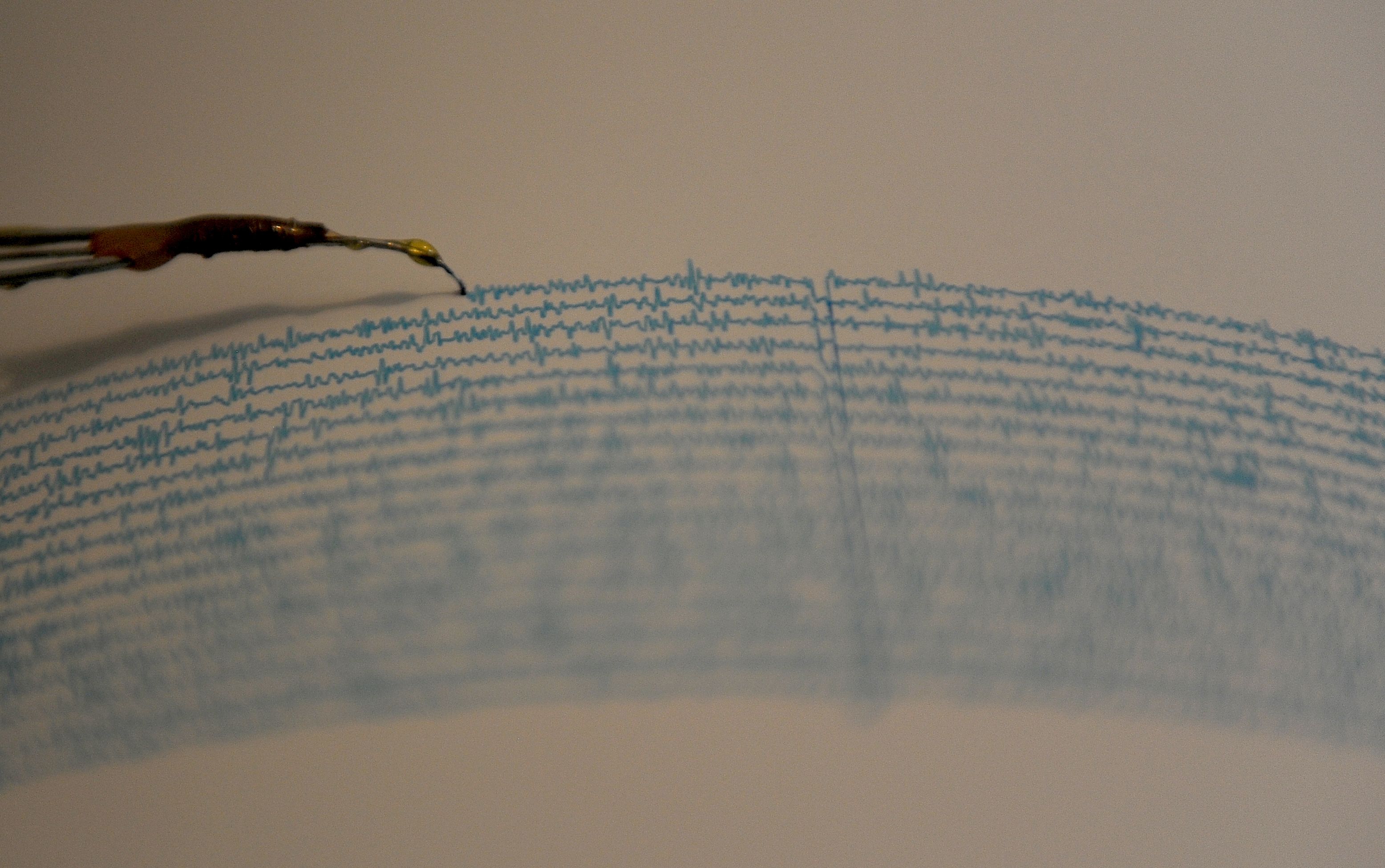 View of a seismograph at the National Seismological Service in the campus of the National Autonomous University of Mexico, in Mexico City on September 14, 2016. (Pedro Pardo/AFP via Getty Images)