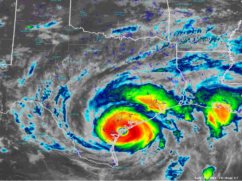 Hurricane Harvey satellite view. Courtesy: WPC