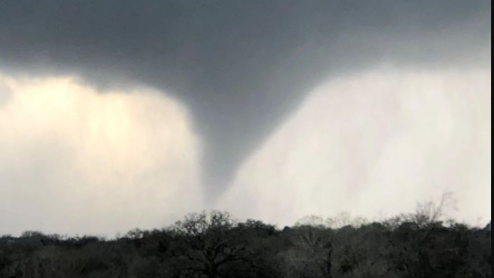 A tornado touches down near Elgin, Texas, on March 21, 2022. (Photo Courtesy Jaron Copeland)